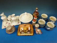 A collection of ceramics to include a Beswick dish in the shape of a hen, butter dish in the shape