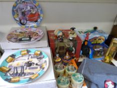 A collection of Wallace and Gromit toys, collectors' plates etc