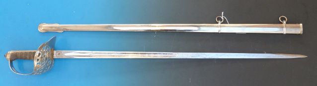 A Victorian 1895 pattern Flight Winchester dress sword with shagreen handle and plated scabbard