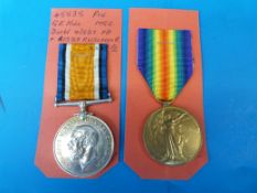 A pair of WWI Machine Gun Corps casualty medals awarded to 45535 Pte G E Hill, with research