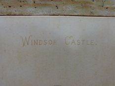 A Ingram 1889 pair of Arts & Crafts unusual cork and sand pictures of Windsor Castle and Durham