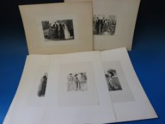 George Du Maurier collection of 10 proof engravings illustrating images of Victorian life and
