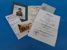 A Luftwaffe paratrooper's soldbuch and related ephemera, c1939 - 44