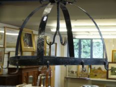 A 19thC or earlier blacksmith made game rack/hanger