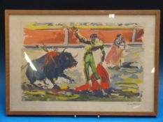 A pair of framed limited edition prints by Vincent Cristellys of bullfighting scenes together with
