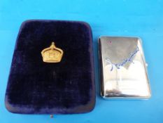 A German silver cigarette case by Sy & Wagner, the case enamelled to the front with a signature and