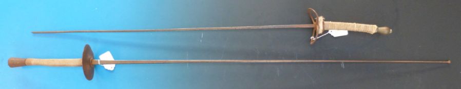 Two fencing epees, one marked Angelo's to blade