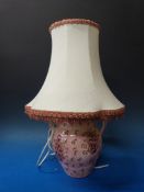 A Bursley Ware Charlotte Rhead twin-handled vase fitted as a table lamp
