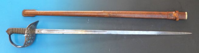 An 1895 pattern infantry officer's sword with VR cipher, possibly by Downie & Co of Newcastle, in