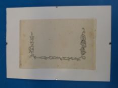 William Morris original proof from the Kelmscott Press for a decorated page border design (no