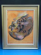 A Joan Farley pastel of sleeping cat