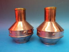 A pair of Arts and Crafts copper vases by Harry J. Pratt, Neston, Birmingham, impressed to base