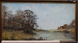 Digby Page oil on canvas 'Autumn Peace'  (37 x 72cm)