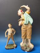 A large chalk figure of a boy eating cherries and one other entitled 