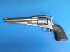 A Ruger 45 stainless steel old army black powder revolver, serial number 1480344 in hard carry