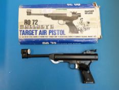An RO 72 .22 Bullseye target air pistol, serial number C21104392