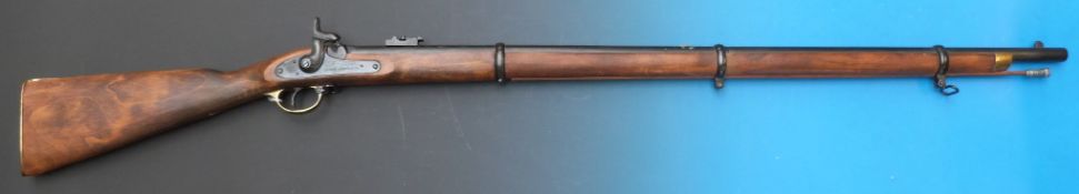 A replica 19thC percussion rifle, the lock marked 