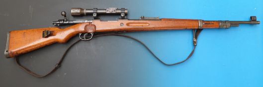 A Mauser 94 .308 calibre German sniper's rifle with original scope, serial number 10762.  PLEASE