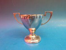 A WMF plated chalice with original blue glass liner