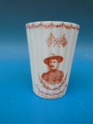 A rare Foley china fluted commemorative beaker for Major General Baden Powell and the defence and