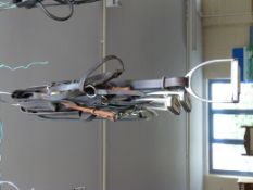 Two sets of stirrup leathers and irons, two foal slips and cheek pieces and two sets of double