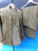 A Gloucestershire Regiment officer's uniform, named to trousers 2nd Lt R Meadows