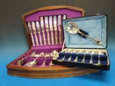 A canteen of Kings pattern cutlery and a cased set of spoons