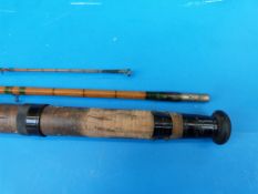 A Hardy Brothers three-piece split cane fishing rod 