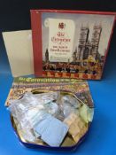 A quantity of Masonic regalia to include aprons, paperwork etc and a hallmarked silver medal for