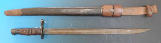 WWI US 1917 Remington bayonet in original leather scabbard