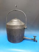 A Victorian four gallon cast iron cooking pot/ hot water container by T.Sheldon and Co