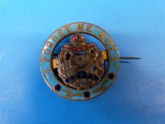 A WWI enamelled Tank Corps 'Forget Me Not' sweetheart brooch, belonged to 82623 GNZ F.H. Hewett