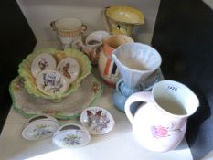 A collection of Art Deco ceramics including Myott, Crown Ducal jug and bowl etc