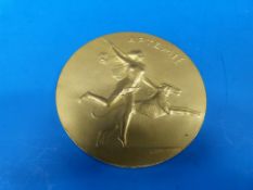 An Art Deco bronze medal by L Cariat of Paris with Artemis to one side and Societe Canine de