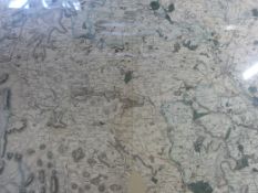 A large framed map of Devon. Script in pen verso 