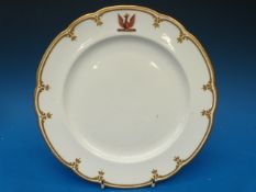 A Russian or Eastern European hand decorated armorial cabinet plate