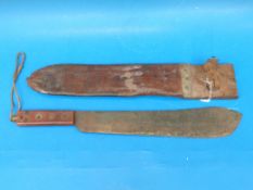 A WW2 1940 machete by Endure-Josh Beal & Sons Ltd, in cast Sheffield steel with leather scabbard