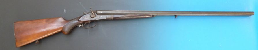 A deactivated double barrelled hammer action shotgun with MG Stahl and large G with eco inside