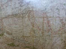 A red enamel war department 'Out of Bounds' triangular sign (height 59cm) together with a military