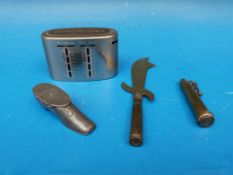 Trench art lighter Antoinne Jolly 1914-1915, trench art snuff box in the form of a ladies shoe,