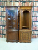 Two reproduction corner cupboards, both 209cm tall