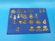 Twenty-three British Army cap badges including two Victorian Royal Gloucestershire Hussars