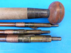 A Hardy 'W' vintage Greenheart salmon fishing rod three piece (two tops) no 04432