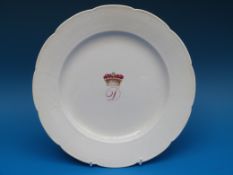 A rare early Derby relief moulded armorial plate with crowned decoration,