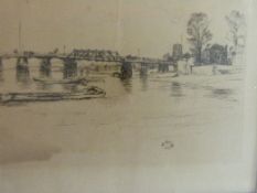 James Abbot McNeil Whistler etching of Old Fulham toll bridge (signed with butterfly in plate),
