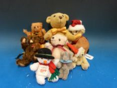Nine miniature teddy bears by Hermann and Merrythought