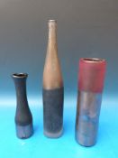 Three Aaronson Noon studio glass bottle vases the largest 31.5cm tall.