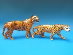 A Beswick tiger together with a Beswick leopard