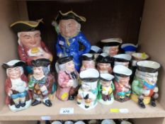 Two musical Toby jugs, together with a large collection of small Toby jugs and Crown Devon teapot,