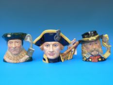 Three Royal Doulton character jugs, D7236 Lord Horatio Nelson,